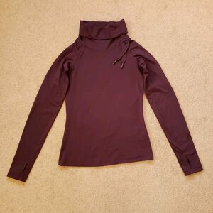 Nike Dri-Fit Pro Adjustable Cowl Neck Hyperwarm Pullover Top Dark Purple Small